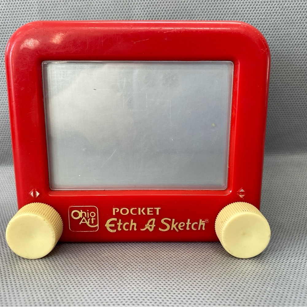 Vintage Red Ohio Art Etch A Sketch Pocket WORKS